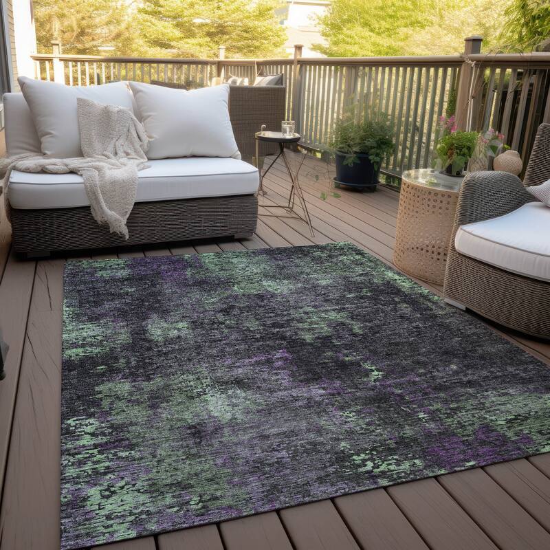 Machine Washable Indoor/ Outdoor Chantille Contemporary Abstract Rug - Granite - 9' x 12'