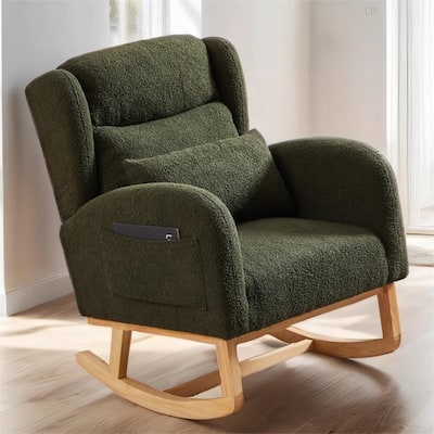 27.2"W Accent High Backrest Lounge Arm Rocking Chair, Two Side Pocket