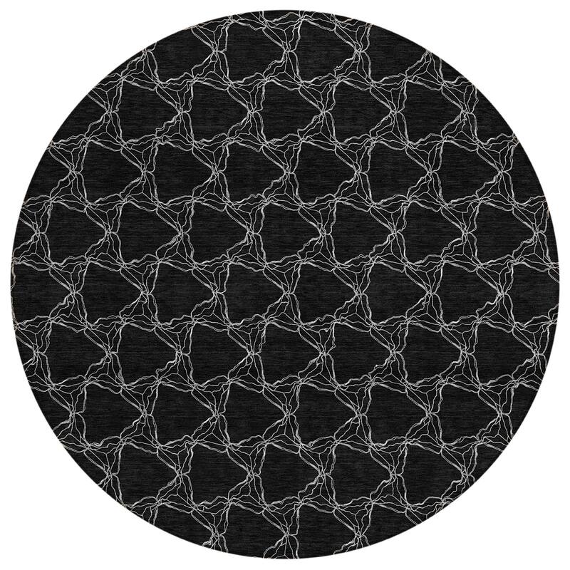 Machine Washable Indoor/ Outdoor Abstract Trellis Chantille Rug