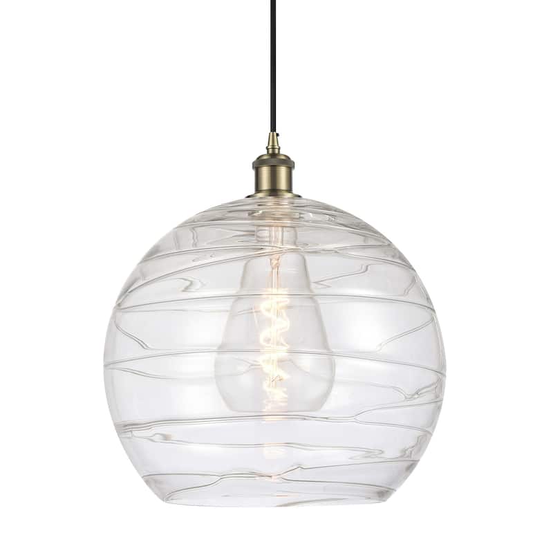 Innovations Lighting 516-1P-17-14 Athens Pendant Athens 14" Wide - Antique Brass / Clear Deco Swirl