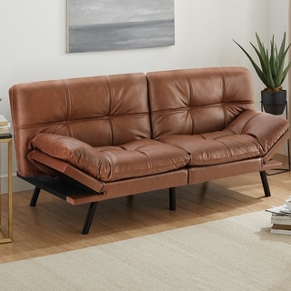 PU Leather Futon Sofa Bed Convertible Sleeper Couch Adjustable Loveseat ...