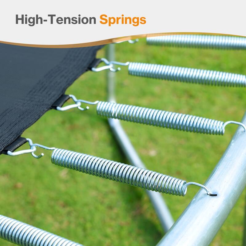 Aoodor Outdoor Trampoline, Recreational Trampoline with Enclosure Inner-Safety Net and Ladder for Kids