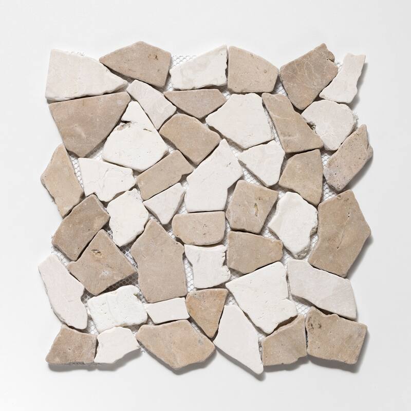 Fit Mosaic 11 in. x 11 in. Marble Mesh-Mounted Mosaic Wall and Floor Tile