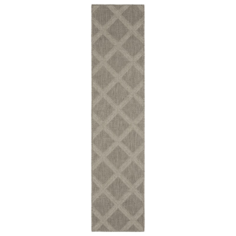Style Haven Calayan Woven Lattice Grey Ultimate Performance Area Rug~ - 1'10" x 7'6"