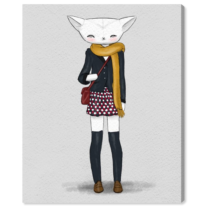 Wynwood Studio Canvas Animals School Kat Gray and Light Gray Bohemian & Eclectic Wall Art Canvas Print