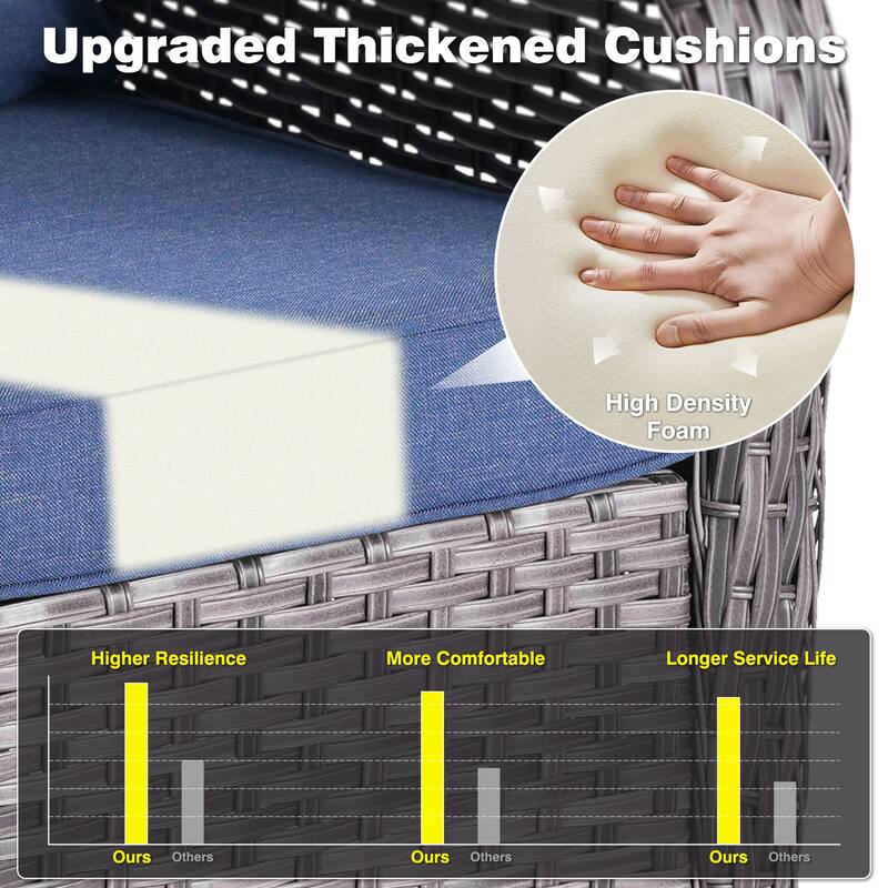 OVIOS 9-piece Patio Wicker Swivel Rocking Chair Set With Fire Pit