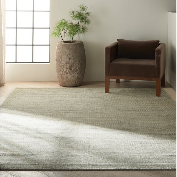 Calvin Klein Home Maya Modern Vintage Grey Beige Area Rug On