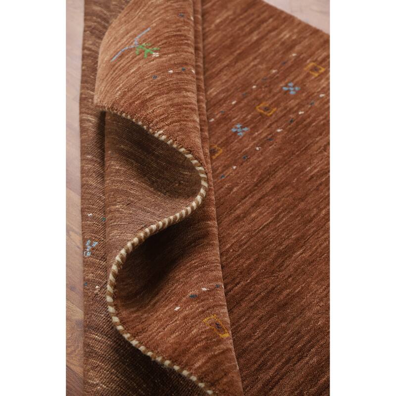 Hand Knotted Oriental 100% Wool Carpet Tribal Tribal Brown Gabbeh Area Rug - 5' 10'' X 4' 0''