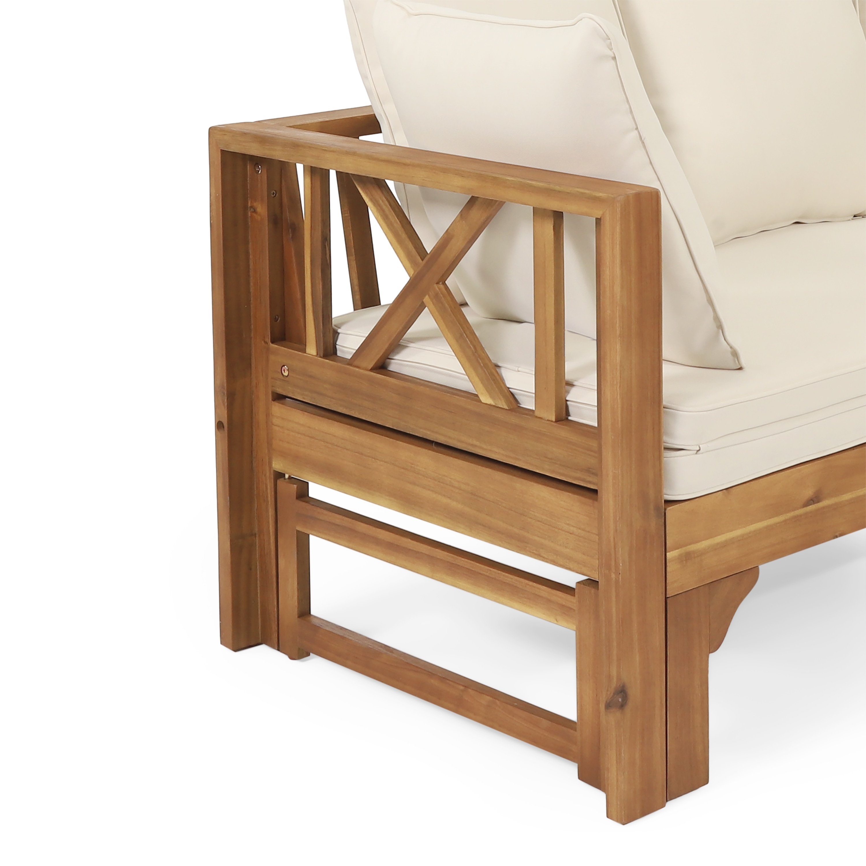 Long beach acacia wood outdoor extendable daybed sofa by christopher knight home top