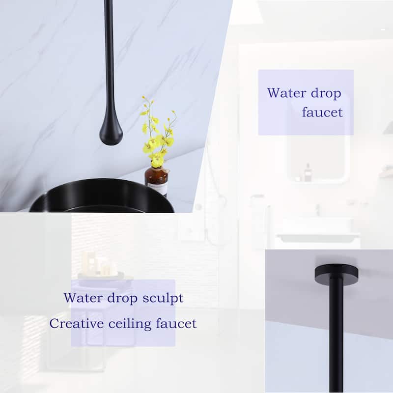 Modland 63''H Wall Mount Bathroom Faucet with High Flow & 500K Leak-Proof, Brushed Gold/ Matte Black