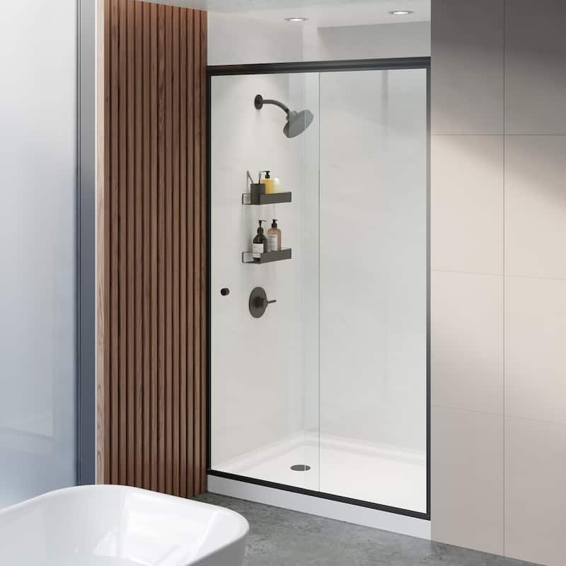 Carré 48" x 36" Acrylic White, Single-Threshold, Left Drain, Shower Base - White