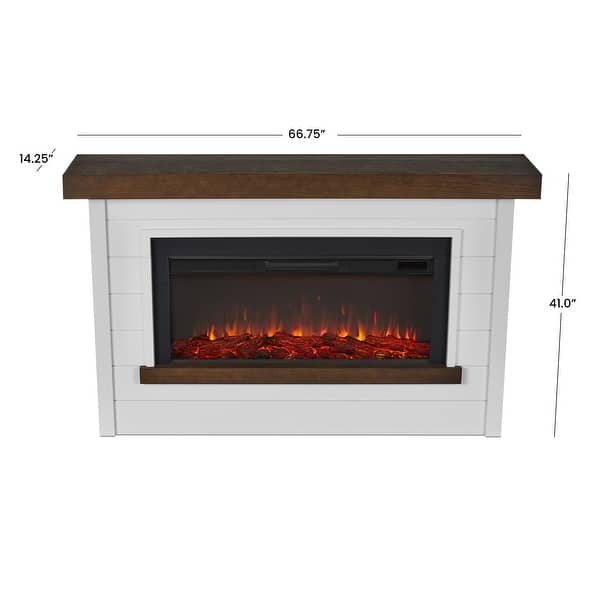 dimension image slide 1 of 4, Real Flame Bernice Electric Landscape Fireplace 67"