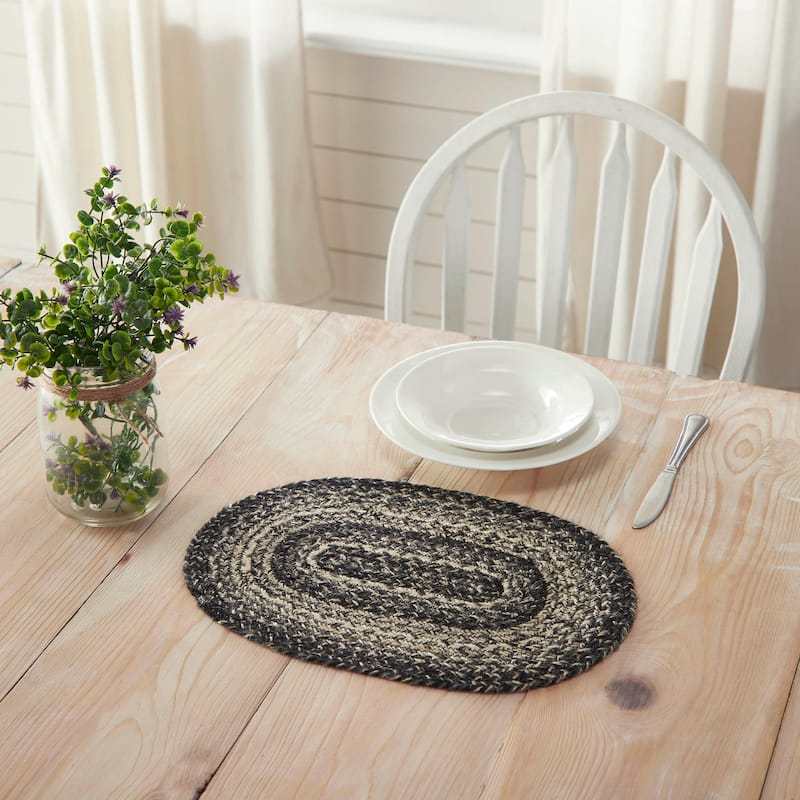 Sawyer Mill Black White Jute Oval Placemat