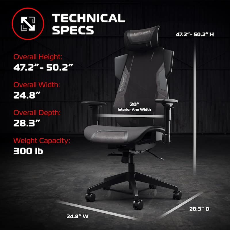 RESPAWN FLEXX Mesh Gaming Chair With Lumbar Support, Adjustable Headrest