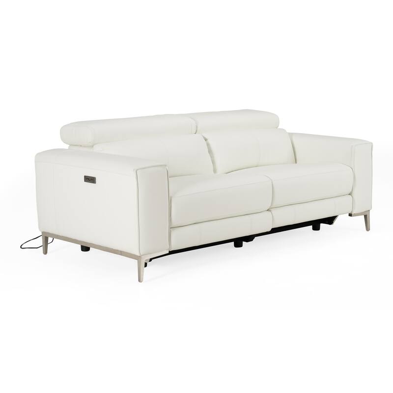 Divani Casa Chignik Modern White Leather Sofa w/ 2 Recliners