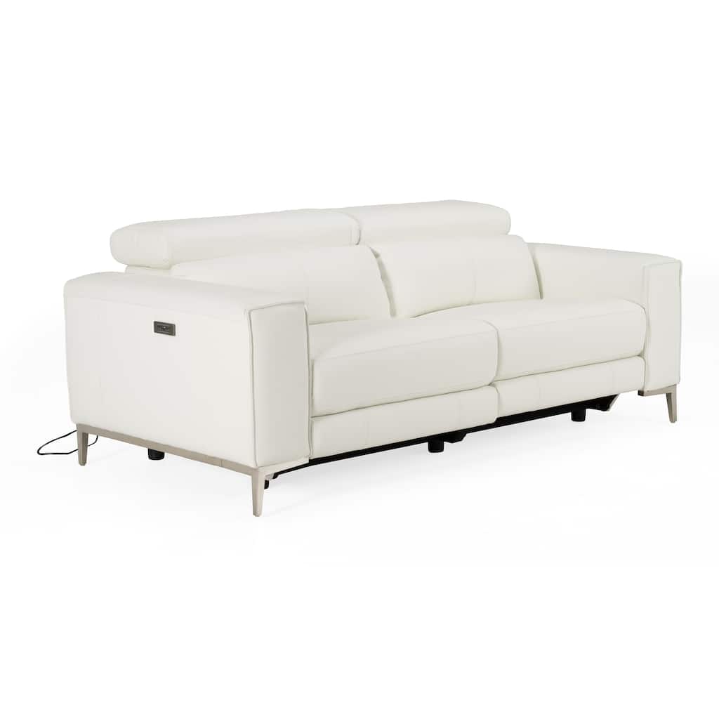 Divani Casa Chignik Modern White Leather Sofa w/ 2 Recliners