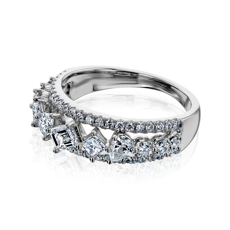 Kobelli 1 Carat Natural Diamond 10k Gold Mixy Triple Strand Diagonal Ring