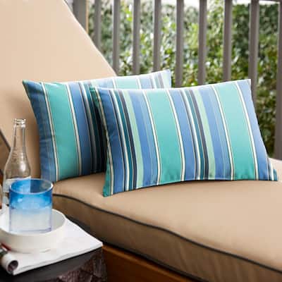 Sunbrella Dolce Oasis Stripe Indoor/Outdoor Knife Edge Pillow (Set of 2)