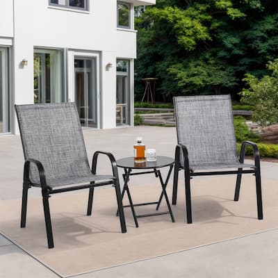 Outdoor Table Chairs Set of 3 with 2 Camping Chairs & Folding Table
