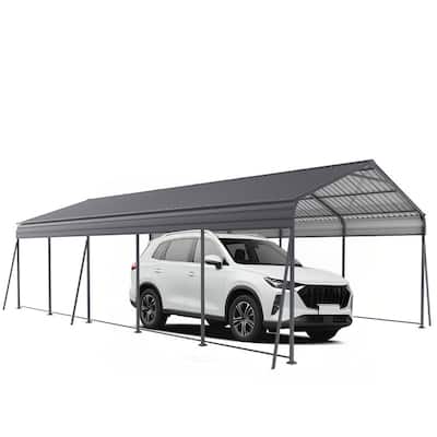 13×26.5 FT Heavy-Duty Metal Carport with Galvanized Steel Roof, Sturdy Garage Canopy Featuring Galvanized Frame.