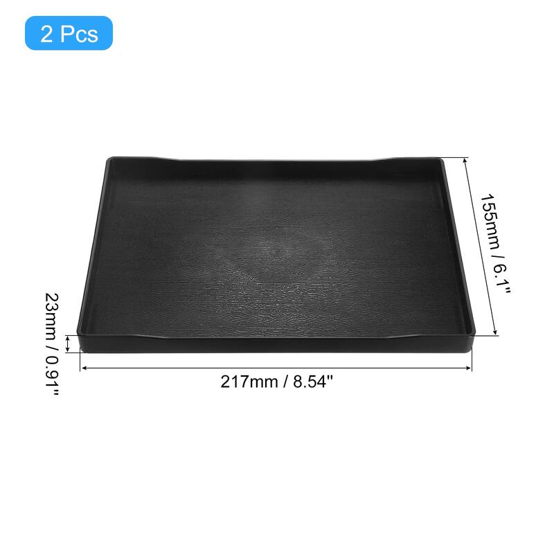 2Pcs Serving Tray Small Mini Tray Plastic Rectangular Wooden Serving Trays Decorative Ottoman Platter - Black - 6"x9"