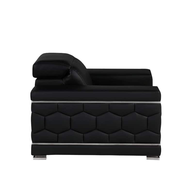 HomeRoots 47" Black And Silver Genuine Leather Club Chair - 47' X '39' X '41