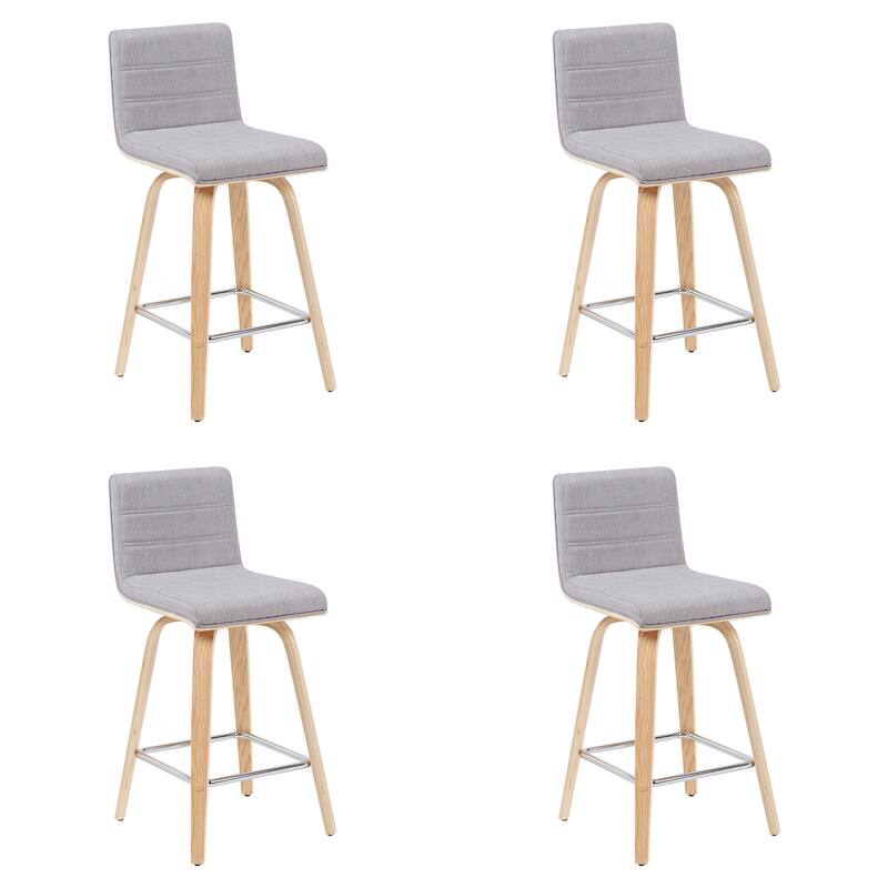 Skara Mid-Century Swivel Counter Stool, Upholstered Counter Height Chair with Bentwood Legs