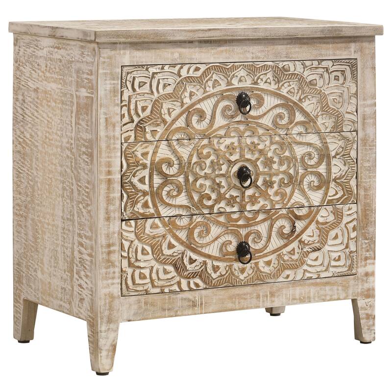 Mariska 3-drawer Wooden Accent Cabinet White Distressed - Distressed White