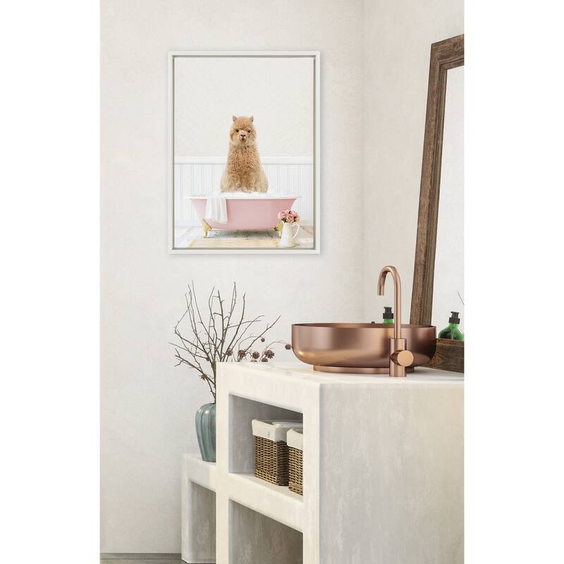 Kate and Laurel Sylvie Animal Rose Bath Framed Canvas by Amy Peterson