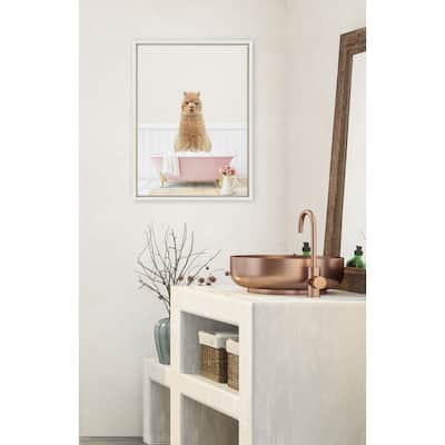 Kate and Laurel Sylvie Animal Rose Bath Framed Canvas by Amy Peterson