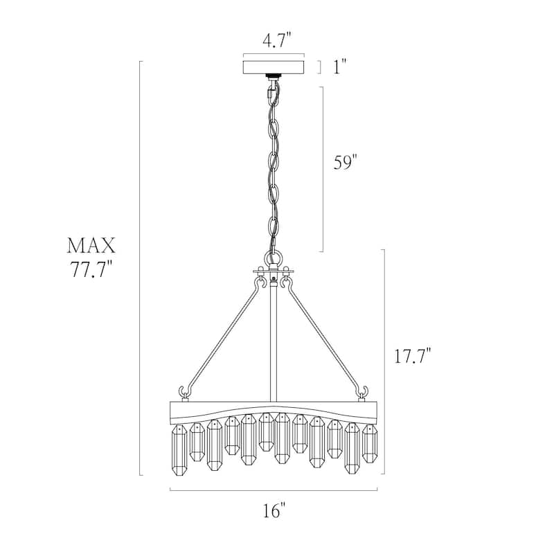 Modern Glam 4-Light Crystal Drum Chandelier for Dining Room Bedroom - Gold - 16" Dia. x 17.7" H