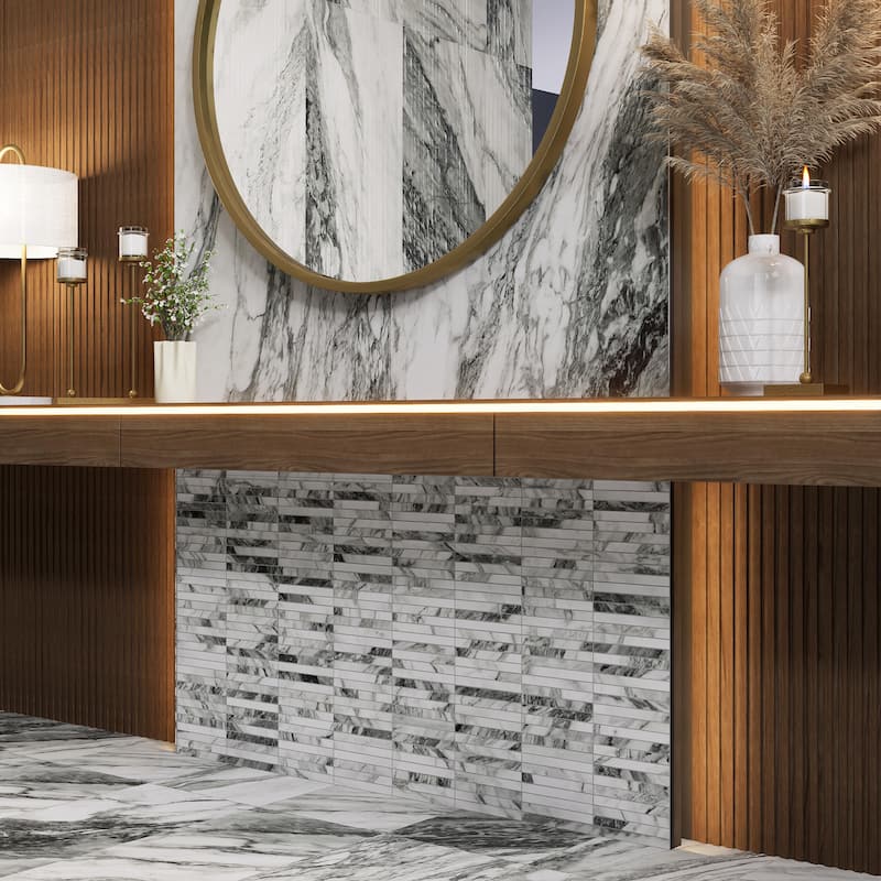 Merola Tile Touche Brick Stacked Zebre 11-3/4" x 11-3/4" Porcelain Floor and Wall Tile - (1 Tile)