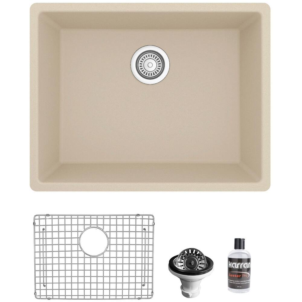 Karran USA QU-820-PK1 Quartz QU 24-3/8" Undermount Single Basin Quartz