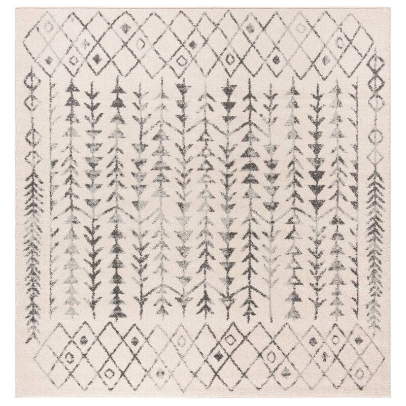 SAFAVIEH Tulum Adda Moroccan Boho Rug - 9' Square - Ivory/Grey