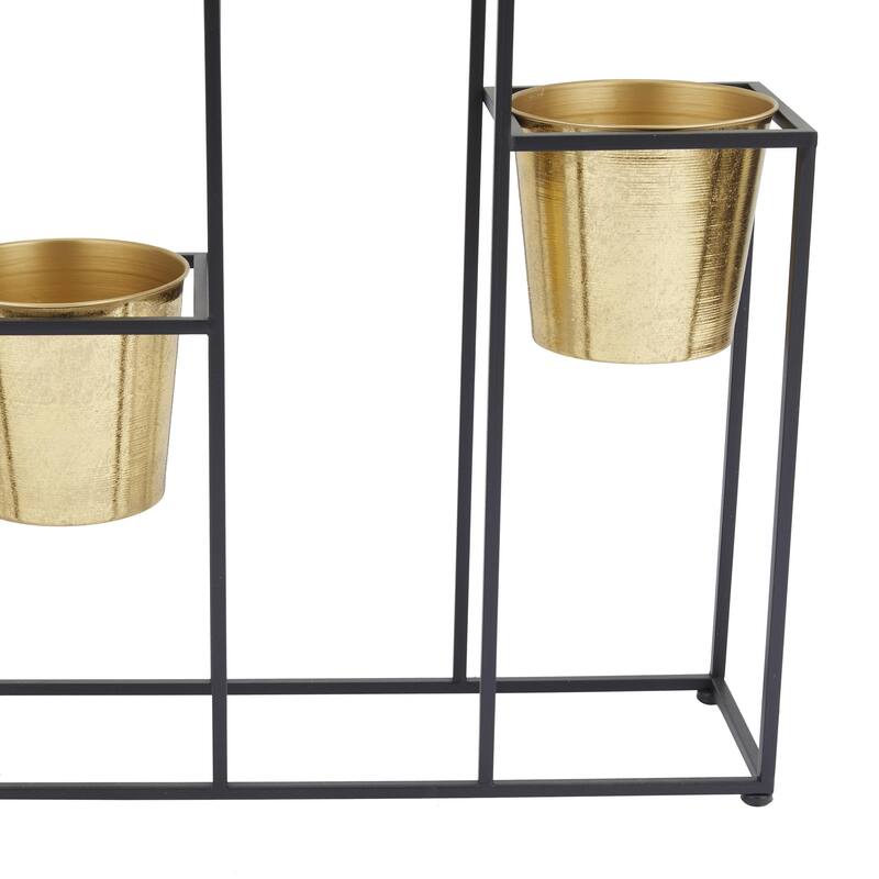 Metal 4 Tier Planter with Black Removable Stand - Gold - CosmoLiving by Cosmopolitan