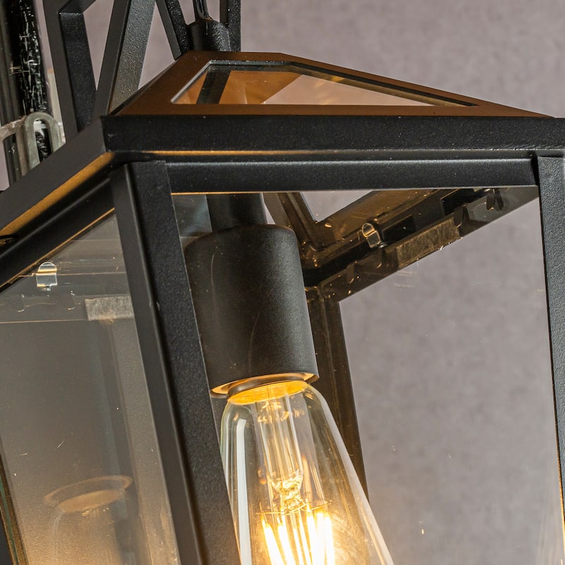 CraftHome Modern Matte Black Outdoor Wall Lantern with Clear Glass Open Bottom Design Exterior Light Fixture for Entryway