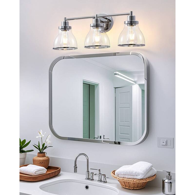 Hermosa Polished Nickel 3-Light Bathroom Vanity Light