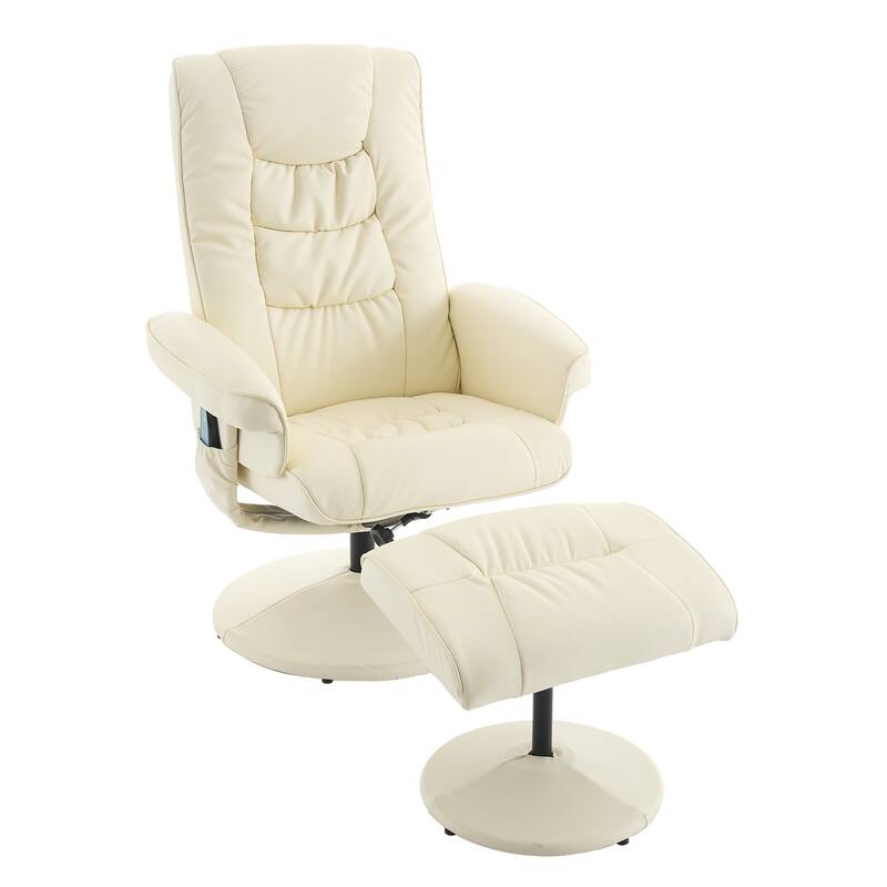 Swivel Recliner Chair with Ottoman, Heated Seat, 5-Point Vibration Massage and 140° Adjustable Backrest