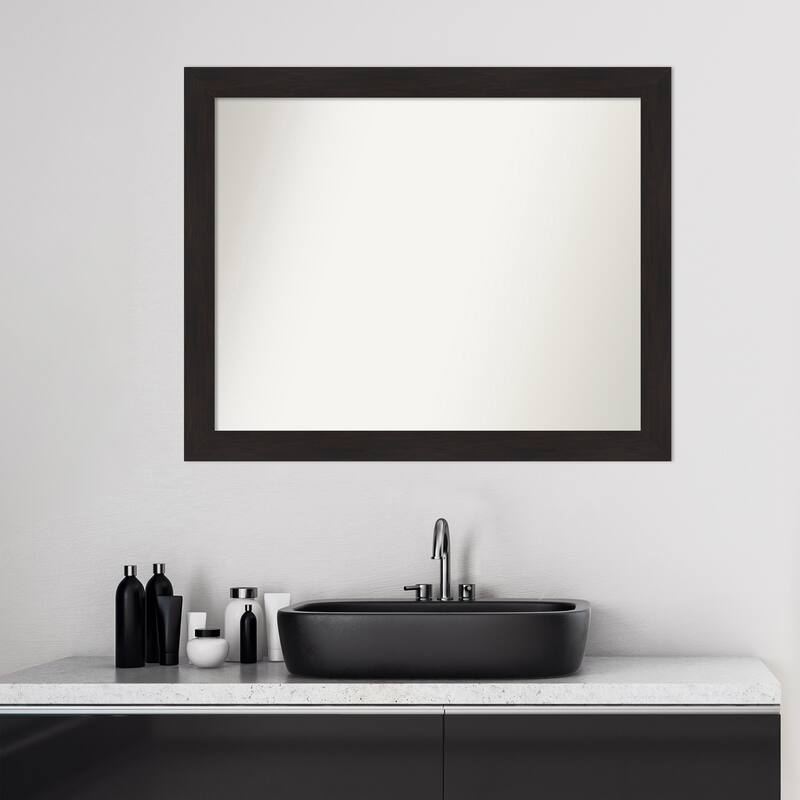 Non-Beveled Bathroom Wall Mirror - Furniture Espresso Narrow Frame