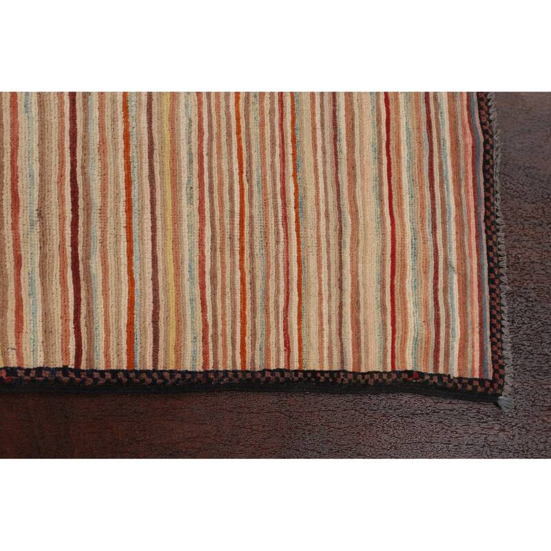 Modern Striped Gabbeh Kashkoli Oriental Area Rug Handmade Wool Carpet - 2'6" x 4'1"