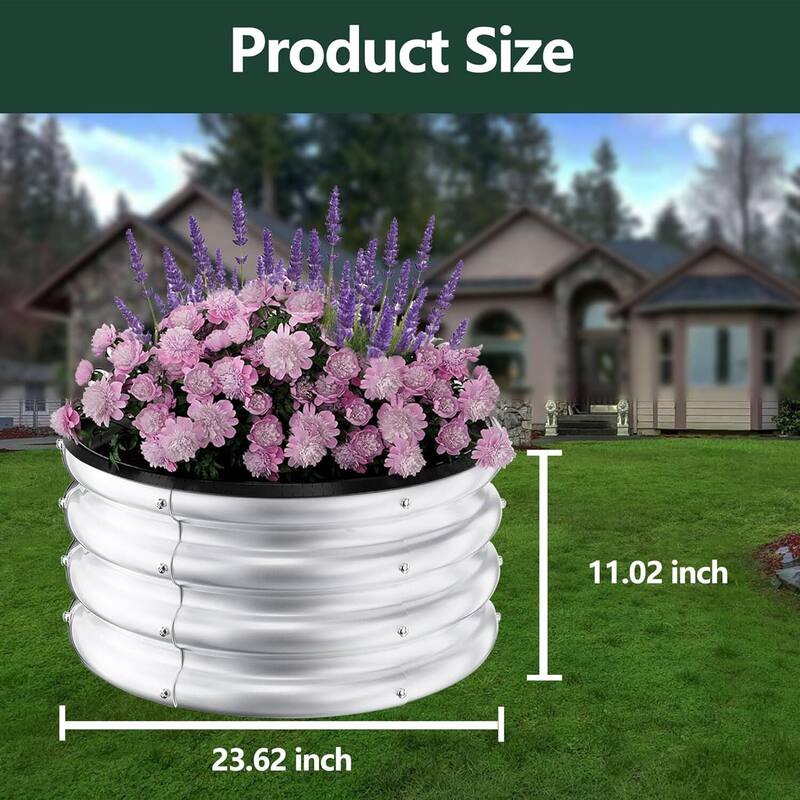 3 PCS Round Galvanized Raised Garden Beds Outdoor for Flower Herb Vegetable