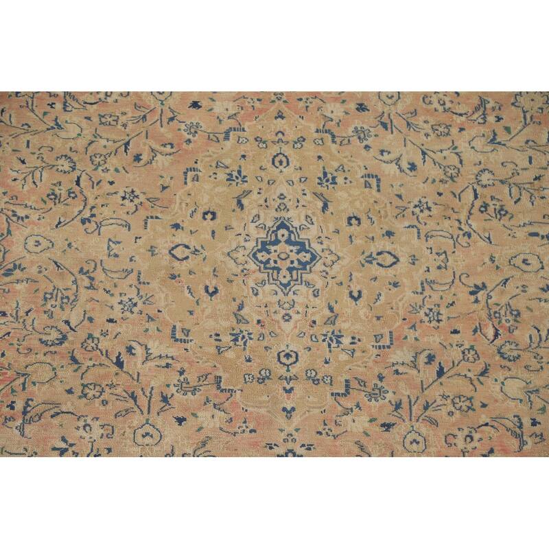 Hand Knotted Oriental 100% Wool Carpet Traditional Floral Pink Kashan Area Rug - 11' 11'' X 10' 1''