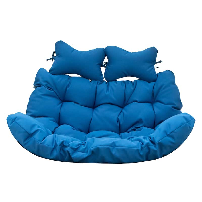 Egg Swing Chair Cushion Durable Weather Resistant Polyester Fits 2 People by LeisureMod - Blue