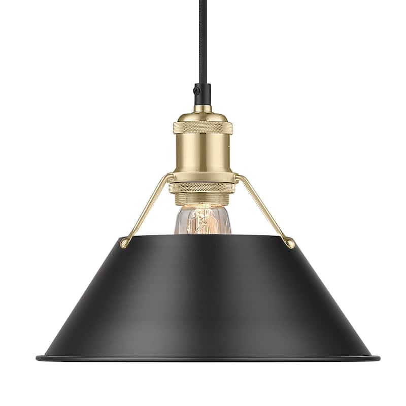 Yep by Golden Lighting Orwell 1-light 10in Pendant in Brushed Champagne Brass and Matte Black shade - Gold