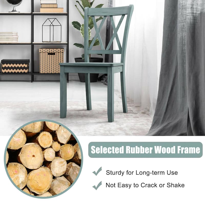 Gymax Set of 4 Wooden Dining Side Chair Armless Chair Home Kitchen - See Details