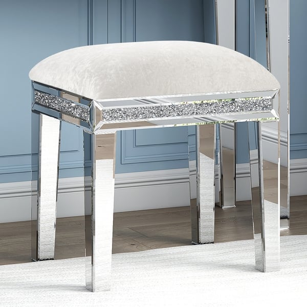 silver crushed velvet dressing table stool Crushed Velvet Dressing Table Chair Grey Velvet Grey Dressing Table Stool With Storage Ulab Grey