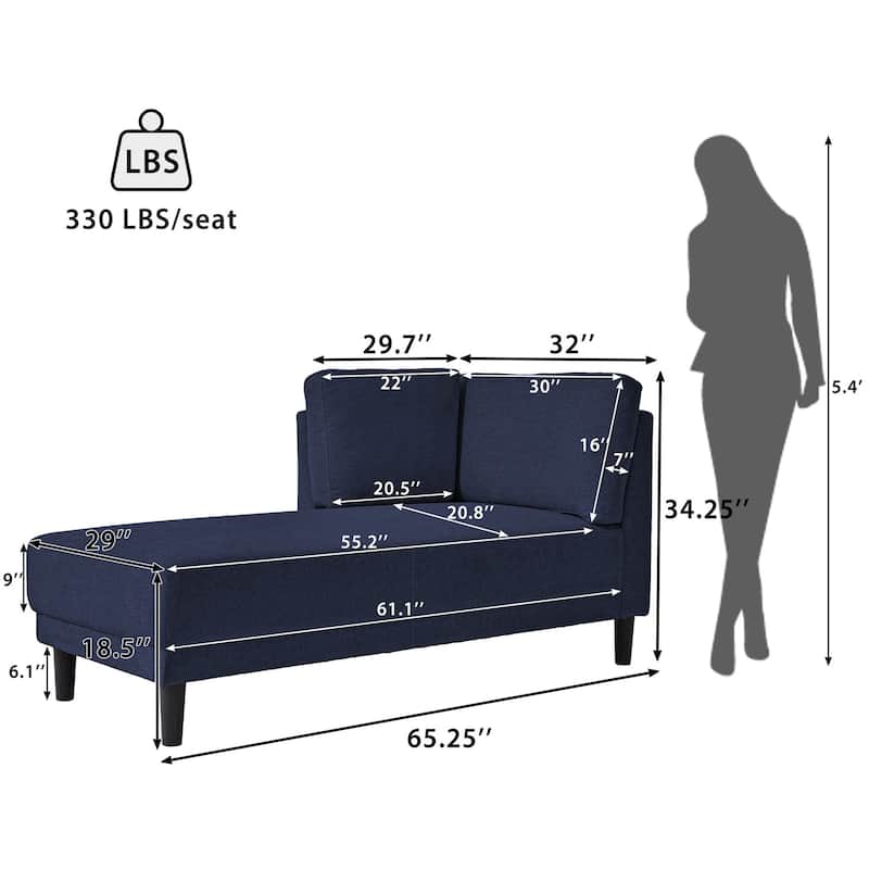 65" Fabric Corner Lounge Chair - 65.25" x 32.00"