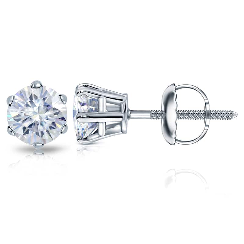 Auriya 18k Gold 4ctw Round Moissanite Stud Earrings - 8.2 mm