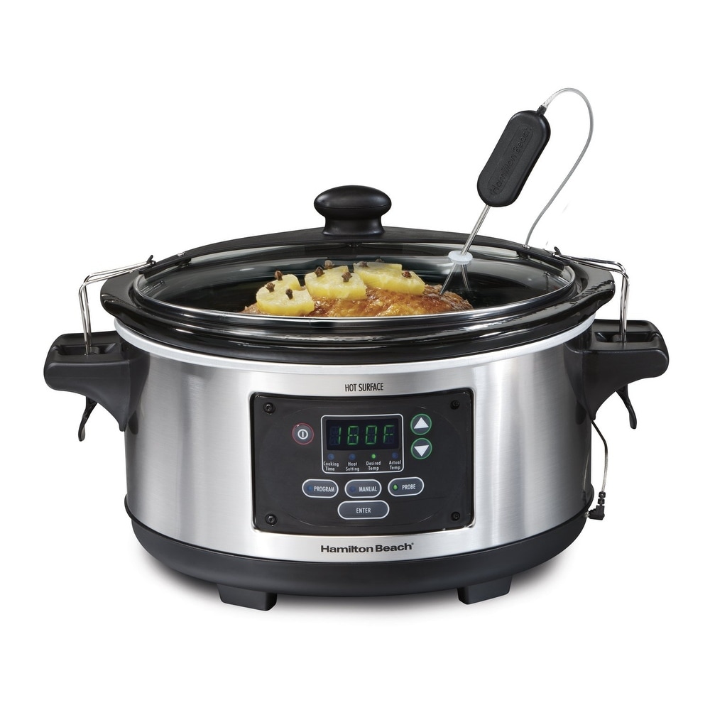 Extra-Large 10 Quart Slow Cooker With Metal Searing Pot ; Transparent  Tempered Glass Lid Multipurpose Lightweight Slow Cookers - On Sale - Bed  Bath & Beyond - 37551984