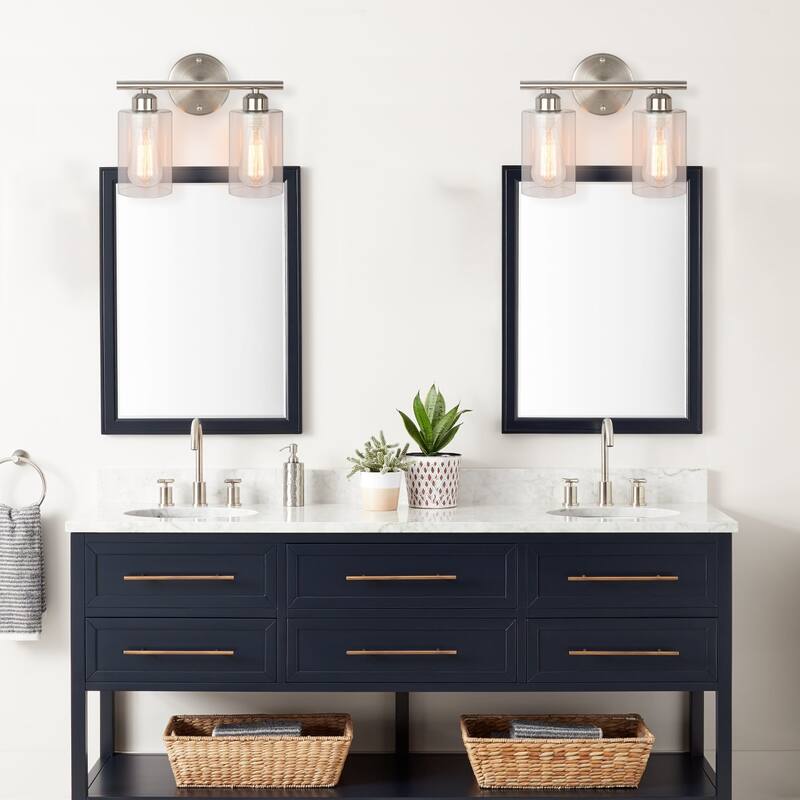 Starsky 2-Light 13inch Modern Bathroom Vanity Light Wall Sconces with Cylinder Glass Shade